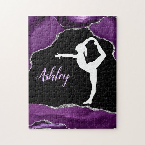 Girls Purple Glitter Gymnastics Dance or Cheer Jigsaw Puzzle