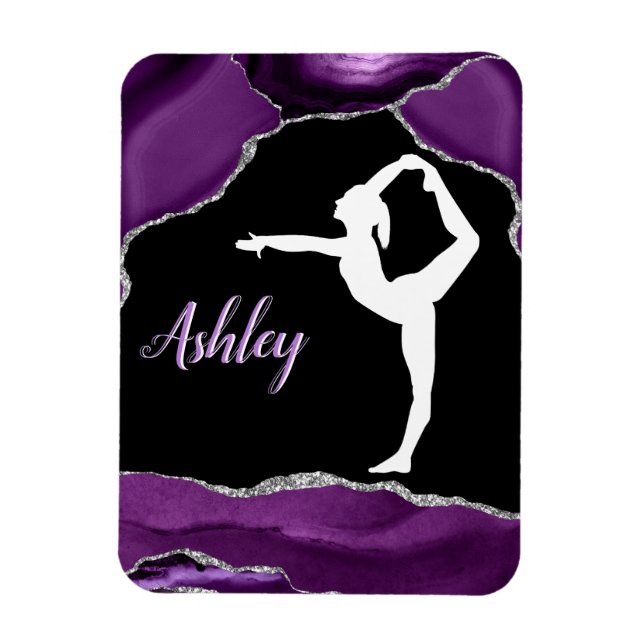 Girls Purple Glitter Gymnastics Dance or Cheer   Magnet (Vertical)