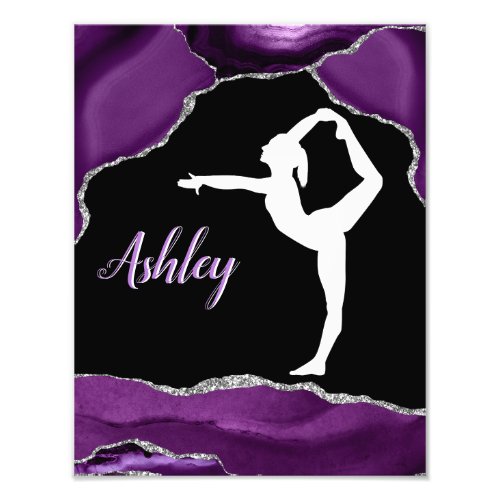 Girls Purple Glitter Gymnastics Dance or Cheer   Photo Print