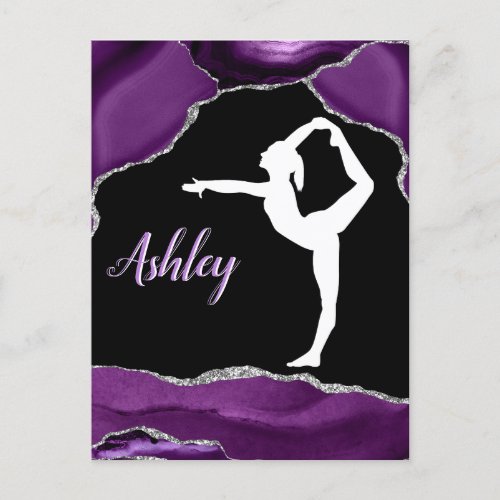 Girls Purple Glitter Gymnastics Dance or Cheer   Postcard