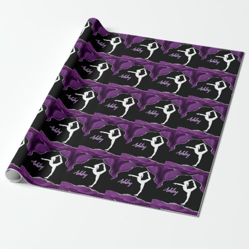 Girls Purple Glitter Gymnastics Dance or Cheer  Wrapping Paper