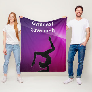 Girls Purple Gymnastics Fleece Blanket