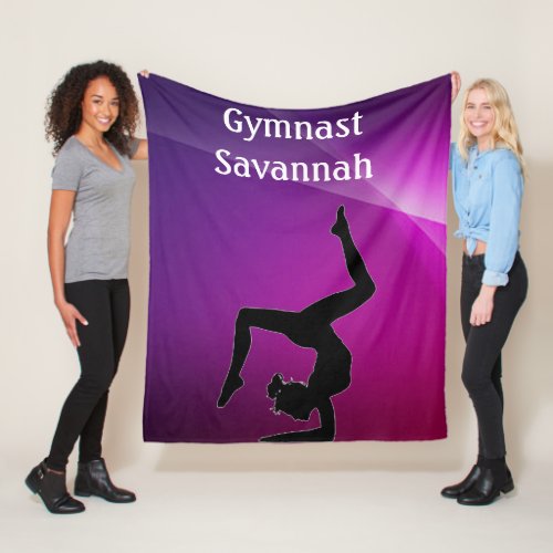 Girls Purple Gymnastics Fleece Blanket