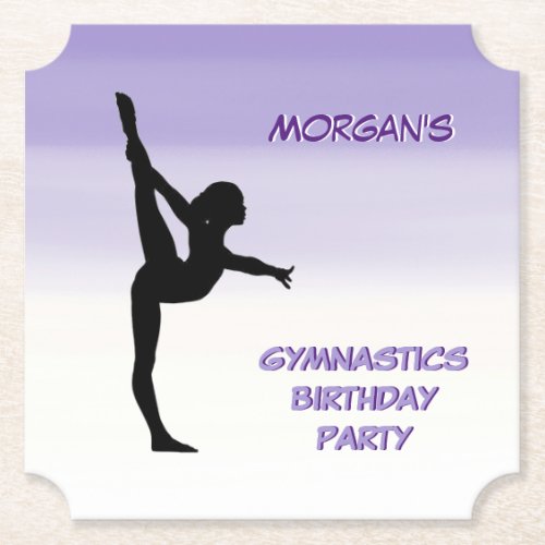 Girls Purple Ombre Gymnastics Party     Paper Coaster