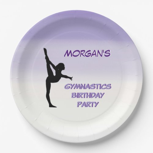 Girls Purple Ombre Gymnastics Party     Paper Plates