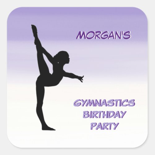 Girls Purple Ombre Gymnastics Party   Square Sticker
