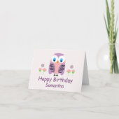 Girls Purple Owl Birthday Card | Zazzle