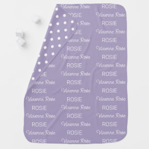 Girls Purple Personalized Script Name Baby Blanket