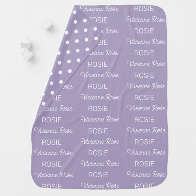 Girls Purple Personalized Script Name Baby Blanket (In Situ)