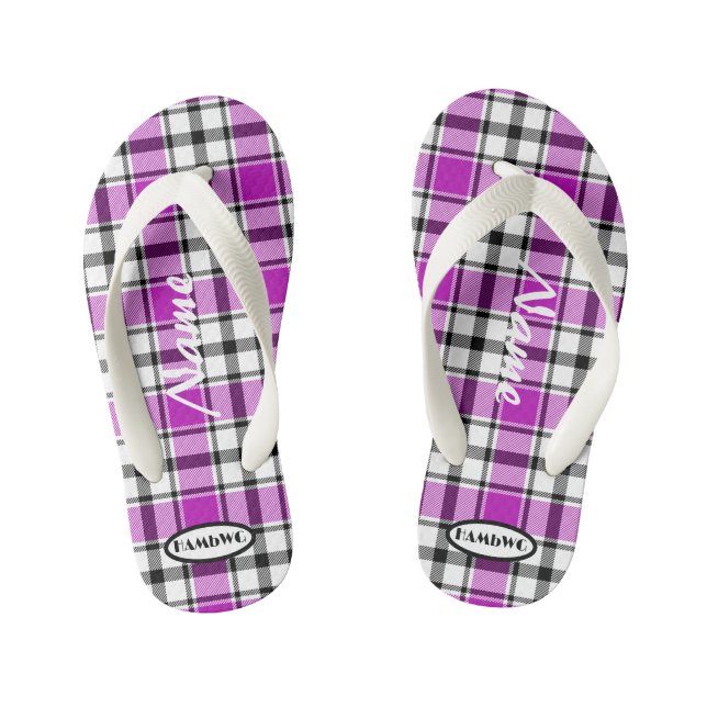 Girl's Purple Plaid  HAMbWG Flip Flops (Footbed)