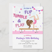 Girls Purple Tumbling Gymnastics Birthday Party Invitation (Front)