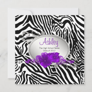 Girls Purple Zebra Graduation Announcements