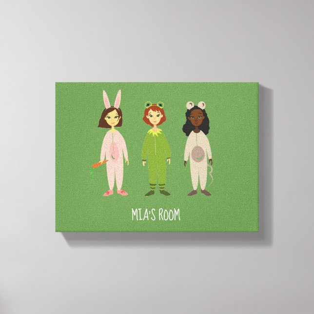 Girl's pyjama party room name canvas print (Front)