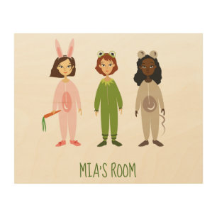 Girl's pyjama party room name wood wall art