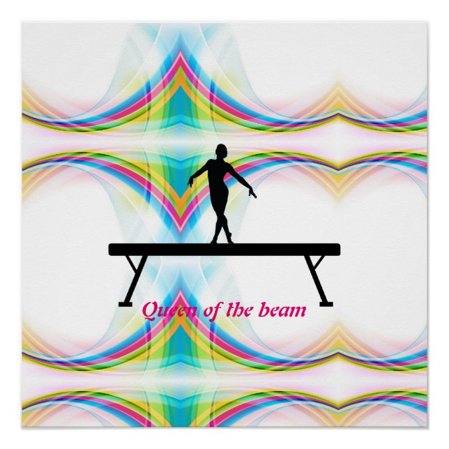 Girls "Queen of the beam" Gymnastics Glossy Poster (Front)