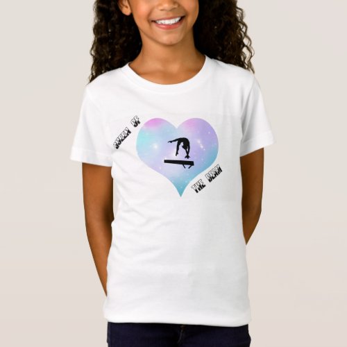 Girls Queen of the Beam Gymnastics Heart T_Shirt