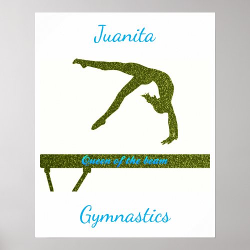 Girls Queen of the Beam Gymnastics Poster