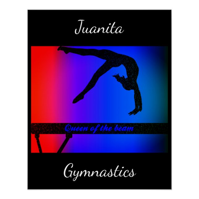 Girls Queen of the Beam Gymnastics Poster (Front)