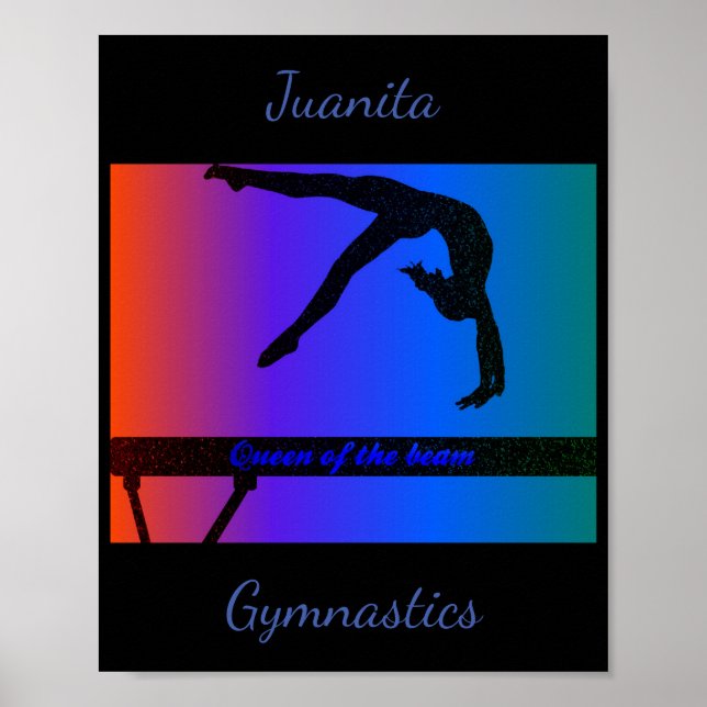 Girls Queen of the Beam Gymnastics Poster (Front)