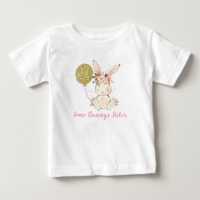 Girls Rabbit Balloon Some Bunny's Sister T Shirt (Front)