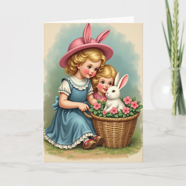 Girls Rabbit Springtime Joy Card (Front)