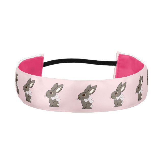 Girls Rabbit Wide Satin Elastic Headbands (Front)