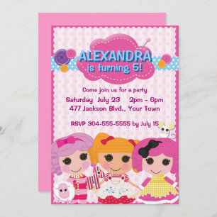 Girls Rag Doll Birthday Party Invitation