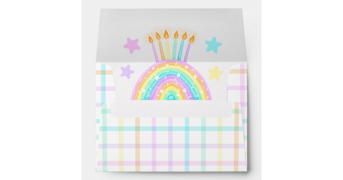 Girls Rainbow Birthday Party Envelope | Zazzle
