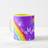 Girls rainbow custom name purple mug (Front Left)