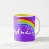 Girls rainbow custom name purple mug (Front Right)