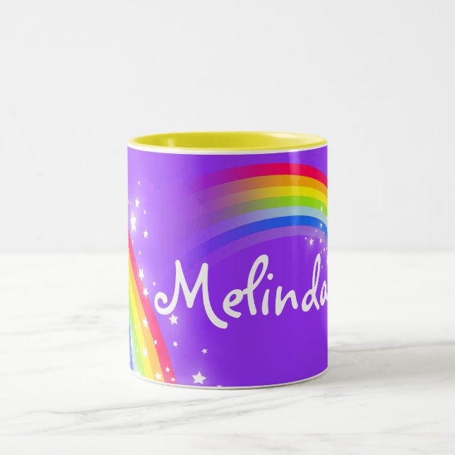 Girls rainbow custom name purple mug (Center)