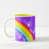 Girls rainbow custom name purple mug (Left)