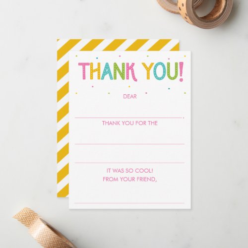 Girls Rainbow Fill In The Blank Thank You Note Car