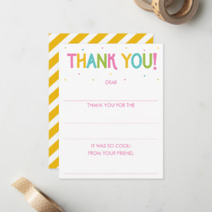 Girls Rainbow Fill In The Blank Thank You Note Car Card