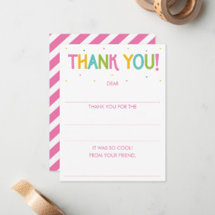 Girls Rainbow Fill In The Blank Thank You Note Card