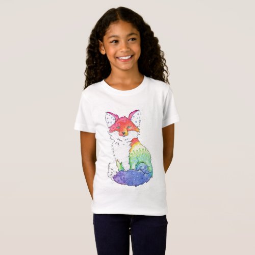 Girls Rainbow Fox T_shirt