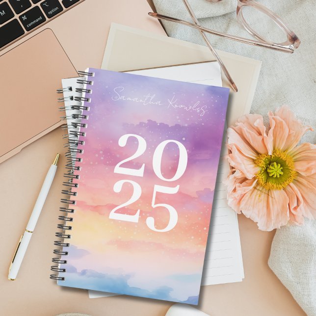 Girls Rainbow Gradient Sky 2025 Yearly Weekly Planner (Creator Uploaded)