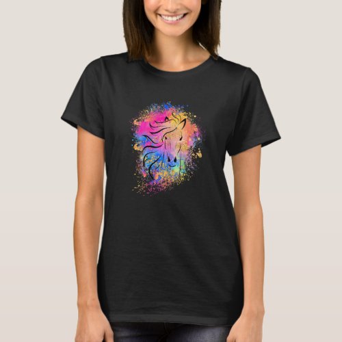 Girls Rainbow Horse Silhouette Pink Cute Colorful  T-Shirt
