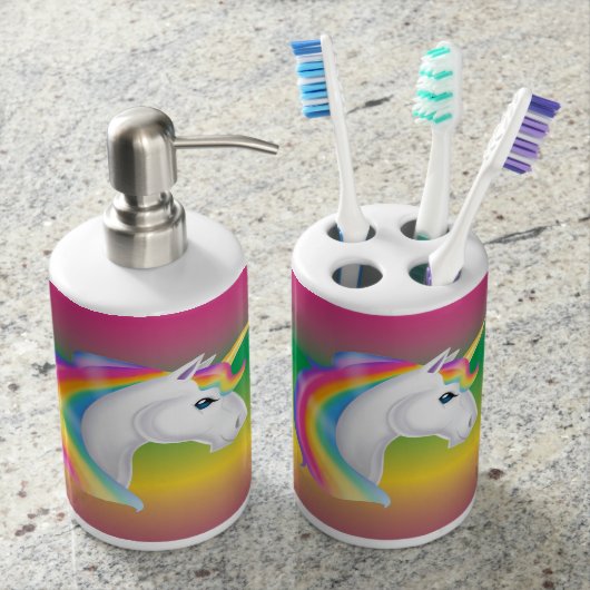Girls Rainbow Unicorn Bathroom Set (Front)