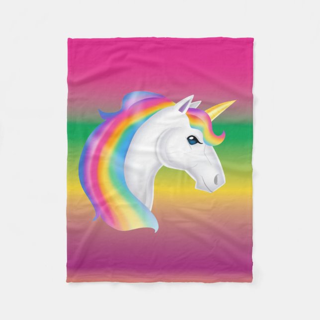 Girls Rainbow Unicorn Fleece Blanket (Front)