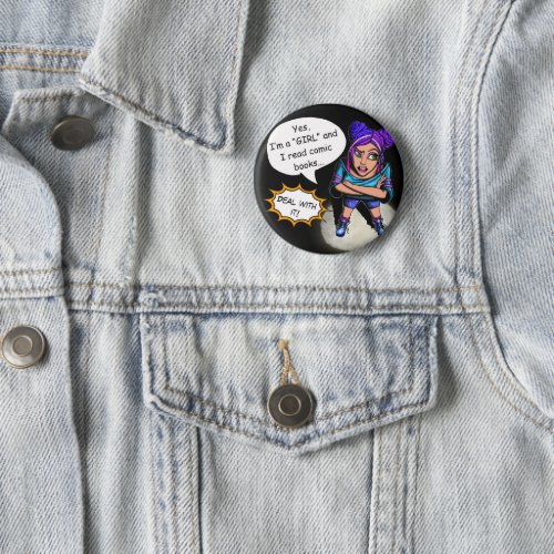 Girls Read Comic Books Fan Girl Button Pin