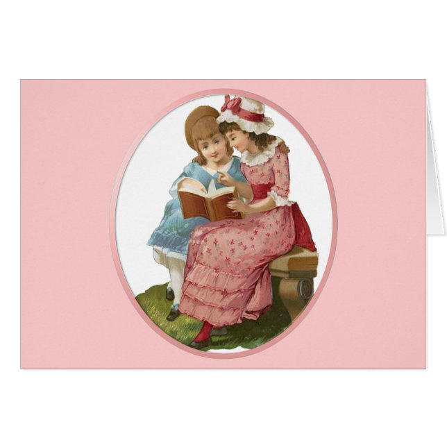 Girls Reading Cards (Front Horizontal)
