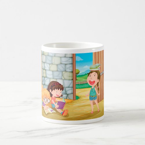 Girls Reading In A Barn Coffee Mug