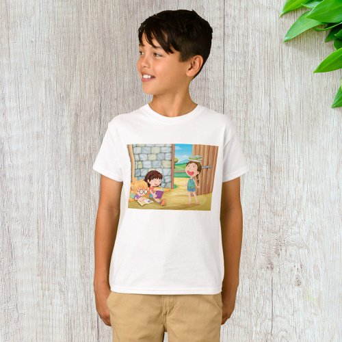 Girls Reading In A Barn T_Shirt