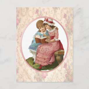 Girls Reading Postcard