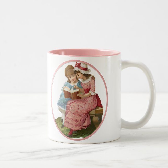 Girls Reading Two-Tone Coffee Mug (Right)