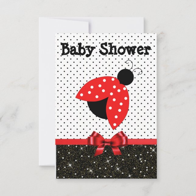 Girl's RedLadybug Baby Shower Invitation (Front)