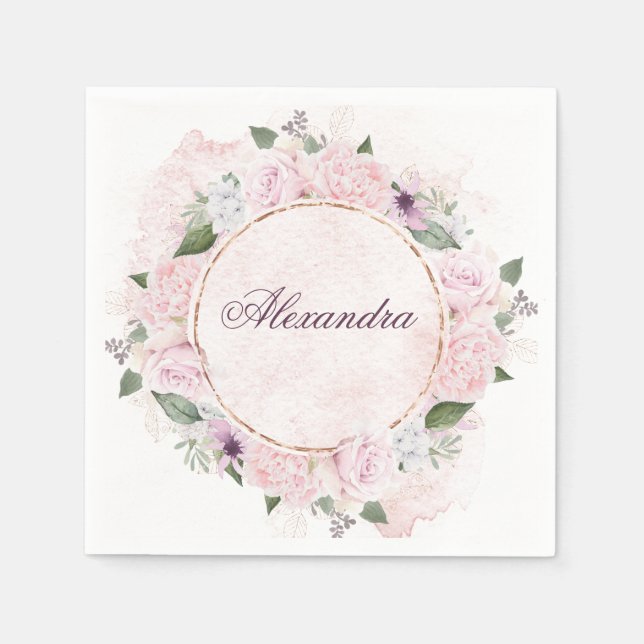 Girls Religious Celebration Pink Roses   Napkins (Front)