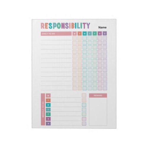 Girls Responsibility To Do List Notepad