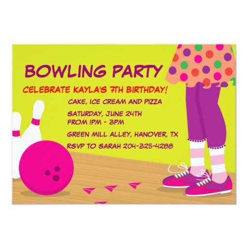 Girl Bowling Birthday Party Invitations 3